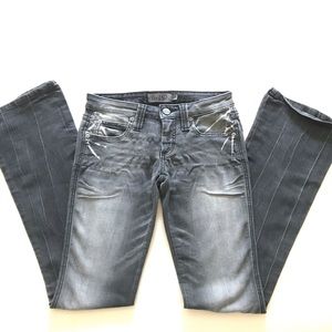 Frankie B. Distressed Grey Jeans, Flare leg